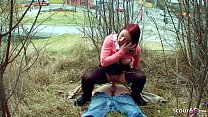 Redhead Big Tits Street Public Fuck by Client directy Outdoor in City